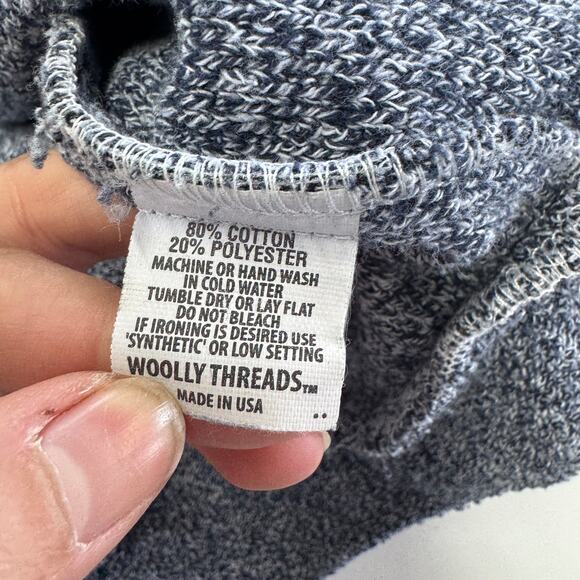 Woolly Threads Sweater Mens Medium Blue Marled 1/4 Zip Knit Pullover Cotton - Picture 4 of 8